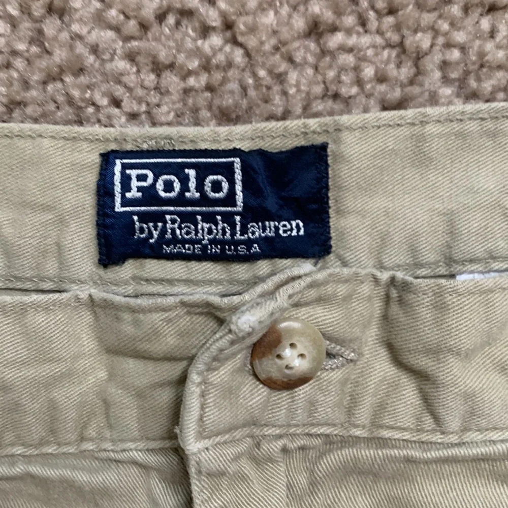 Vintage Polo by Ralph Lauren Made in USA Beige Pleated Cotton Shorts